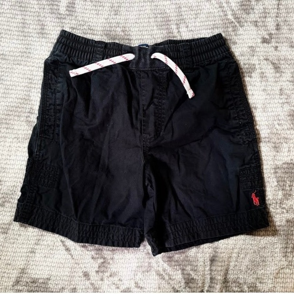 Polo Ralph Lauren Boys Black Chino Shorts Size S 22X4.5 Elastic Waist Cotton
